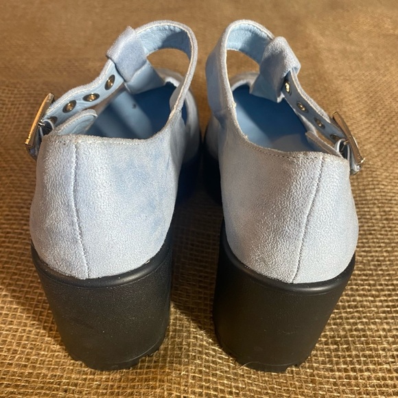 Koi Footwear Light Blue Platform Mary Janes, Size 3/36, Vegan Suede, Buckle - Picture 4 of 7